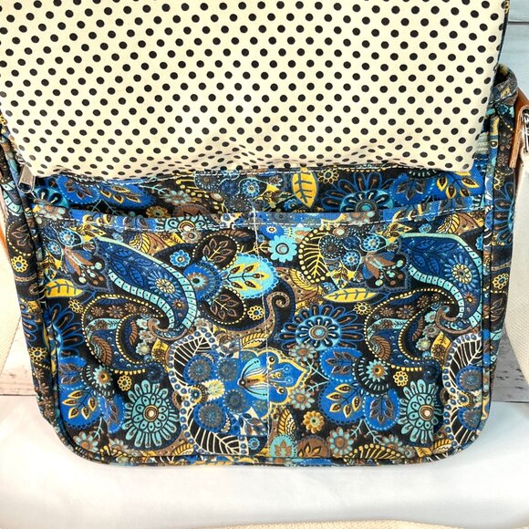Malirona Canvas Floral Handbag Multi Pockets Women's High Quality Tote Blue - Picture 5 of 16